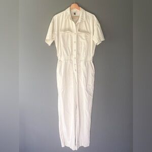 Natural White Button-Up Jumpsuit